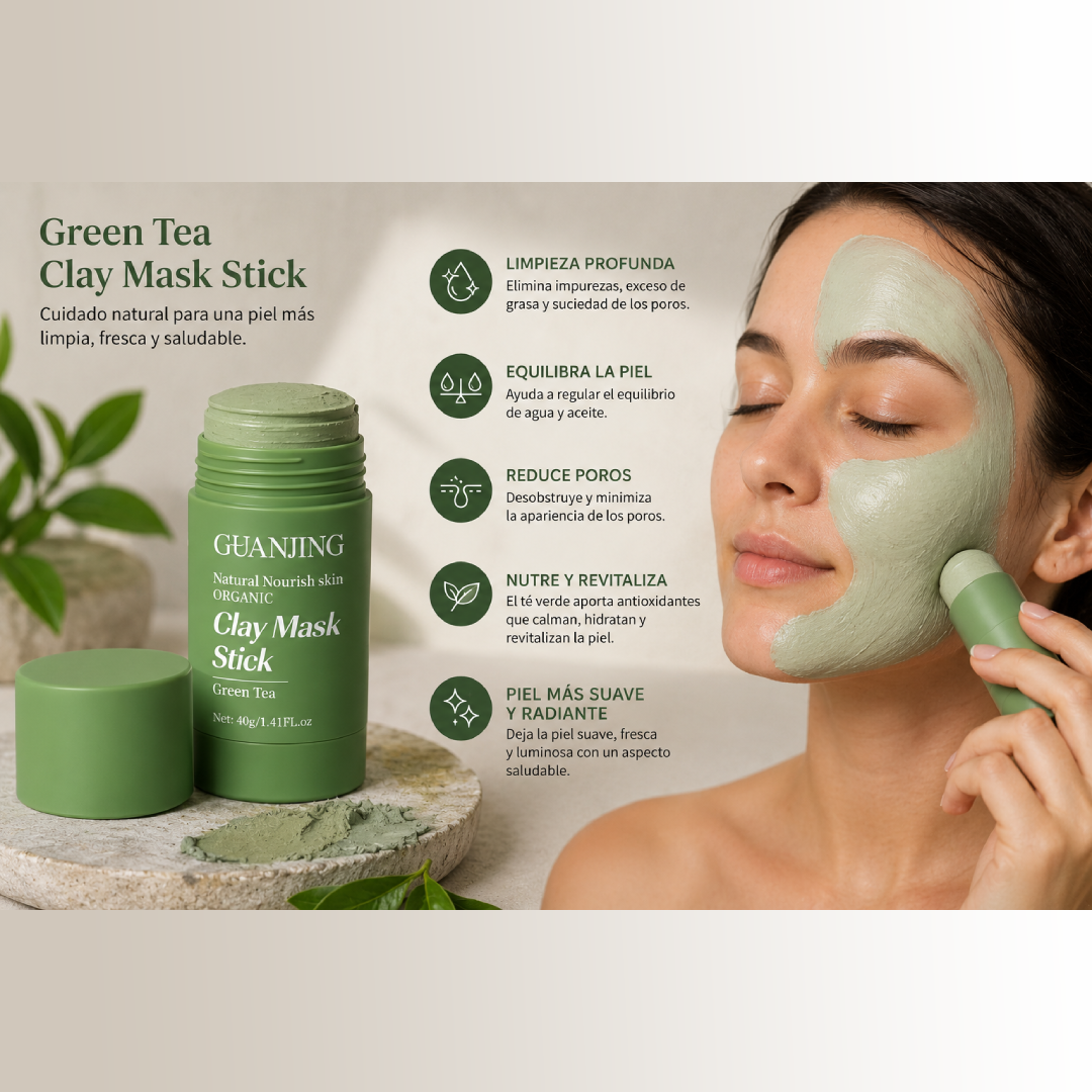 1+1 GRATIS Mascarilla de té verde en stick, piel limpia y luminosa desde el primer uso